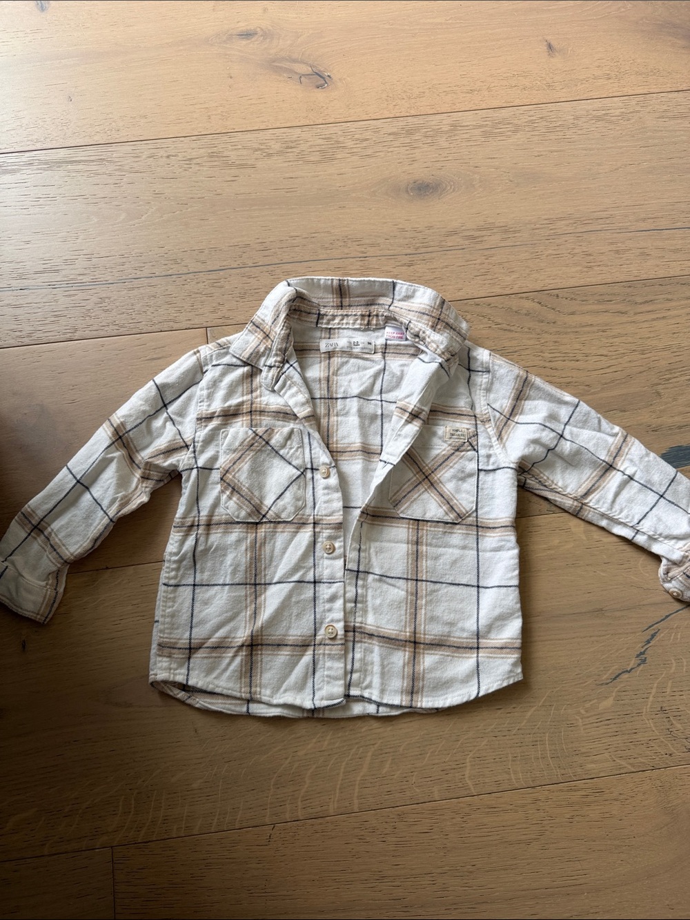 Kids' Cream Plaid Button-Up Shirt